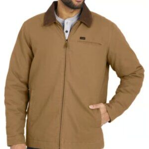 NWT Wrangler Men's Canvas Workwear Jacket Size L (42-45) Brown Corduroy Collar